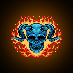 Devil Skull Head on Fire
