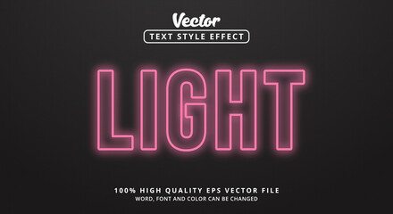 Editable text effects, Light text with modern color style and glowing text