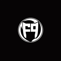 FP Logo monogram shield shape with three point sharp rounded design template