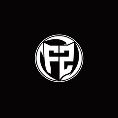FZ Logo monogram shield shape with three point sharp rounded design template