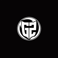 GZ Logo monogram shield shape with three point sharp rounded design template
