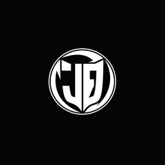 JQ Logo monogram shield shape with three point sharp rounded design template