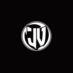 JV Logo monogram shield shape with three point sharp rounded design template