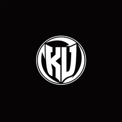 KU Logo monogram shield shape with three point sharp rounded design template