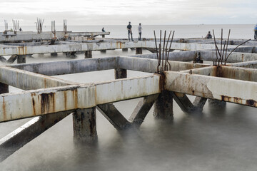 broken pier in the sea