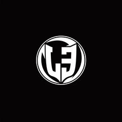 Obraz premium LE Logo monogram shield shape with three point sharp rounded design template