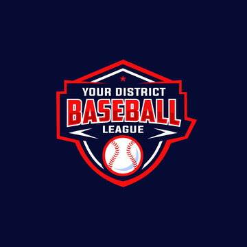 Baseball league emblem shield ready made logo template isolated