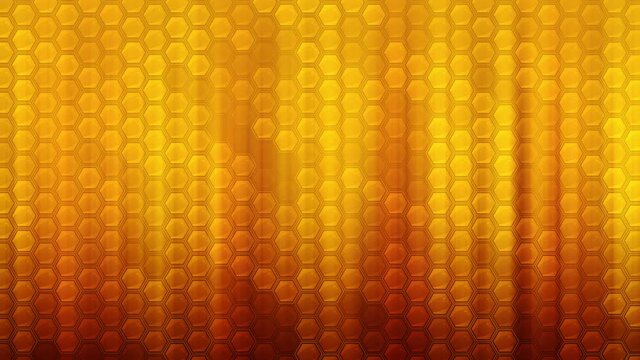 Abstract Motion View Natural Artistic Yellow Gold Shine Honeycomb Hexagonal Grid Texture Background Seamless Loop Animation