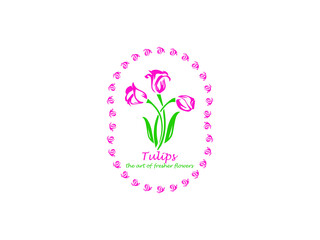 Tulips Logo Design Template. Vector Illustration