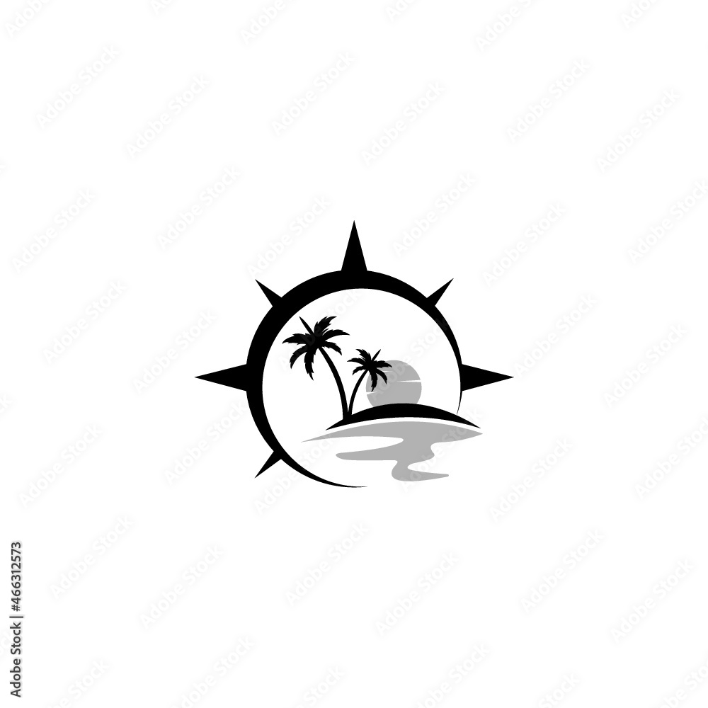 Wall mural tropical compass logo design