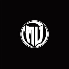 Obraz premium MU Logo monogram shield shape with three point sharp rounded design template