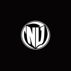 NU Logo monogram shield shape with three point sharp rounded design template
