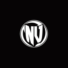 NV Logo monogram shield shape with three point sharp rounded design template