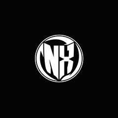 NX Logo monogram shield shape with three point sharp rounded design template