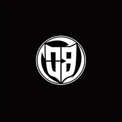 Obraz premium OB Logo monogram shield shape with three point sharp rounded design template