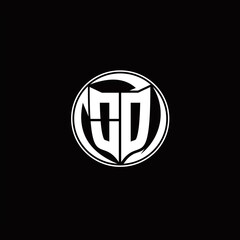 OD Logo monogram shield shape with three point sharp rounded design template - obrazy, fototapety, plakaty