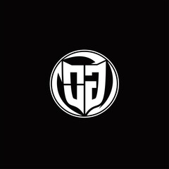 OG Logo monogram shield shape with three point sharp rounded design template