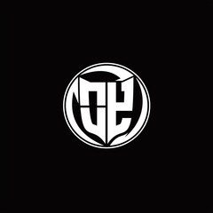 OY Logo monogram shield shape with three point sharp rounded design template