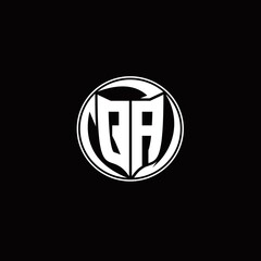 QA Logo monogram shield shape with three point sharp rounded design template