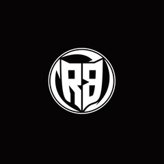 RB Logo monogram shield shape with three point sharp rounded design template