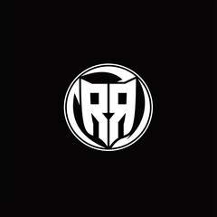 RR Logo monogram shield shape with three point sharp rounded design template
