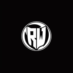 RW Logo monogram shield shape with three point sharp rounded design template