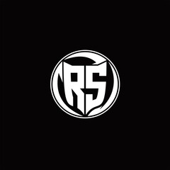 Obraz premium RS Logo monogram shield shape with three point sharp rounded design template