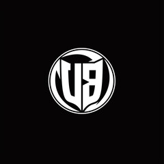 UB Logo monogram shield shape with three point sharp rounded design template