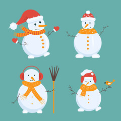 Set Of Christmas Snowmen