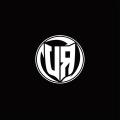 UR Logo monogram shield shape with three point sharp rounded design template