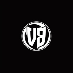 VB Logo monogram shield shape with three point sharp rounded design template