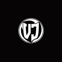 VC Logo monogram shield shape with three point sharp rounded design template