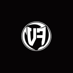 VF Logo monogram shield shape with three point sharp rounded design template