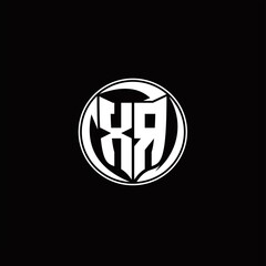 XR Logo monogram shield shape with three point sharp rounded design template