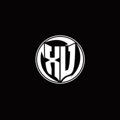 XU Logo monogram shield shape with three point sharp rounded design template