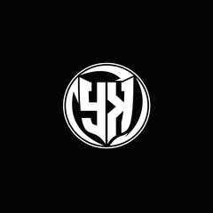 YK Logo monogram shield shape with three point sharp rounded design template