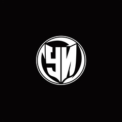 YN Logo monogram shield shape with three point sharp rounded design template - obrazy, fototapety, plakaty