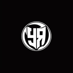 YR Logo monogram shield shape with three point sharp rounded design template