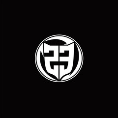 Obraz premium ZE Logo monogram shield shape with three point sharp rounded design template