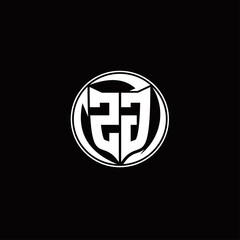 ZG Logo monogram shield shape with three point sharp rounded design template