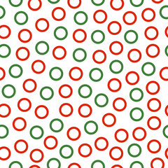 Seamless pattern with Christmas decoration. Green and red circle  pattern.