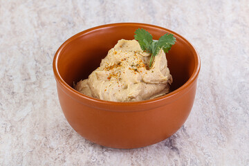 Traditional Jewish Hummus with olive oil