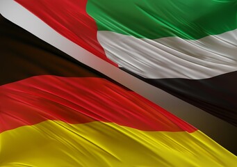 UAE Flag with Abstract Germany Flag Illustration 3D Rendering (3D Artwork)