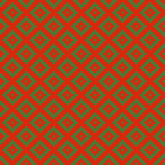 Seamless pattern with Christmas decoration. Green and red squares pattern.