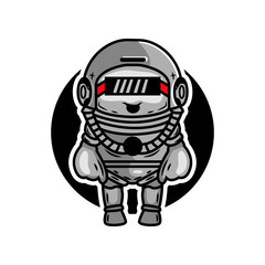 vector illustration of colorful flat design character, astronaut wearing glasses