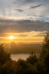 panorama of Nizhny Novgorod at sunset