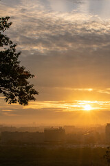 panorama of Nizhny Novgorod at sunset