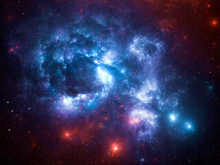 Fractal nebula - abstract space background - 3d illustration