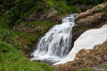 Waterfall in Vatchkazhets valley (former volcano field), Kamchatka, Russia