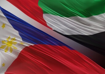 UAE Flag with Abstract Philippines Flag Illustration 3D Rendering (3D Artwork)